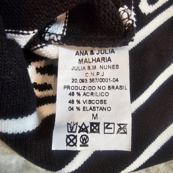 Paris Black & White Knit Sweater Tank Sleeveless Striped Size M - Picture 5 of 7